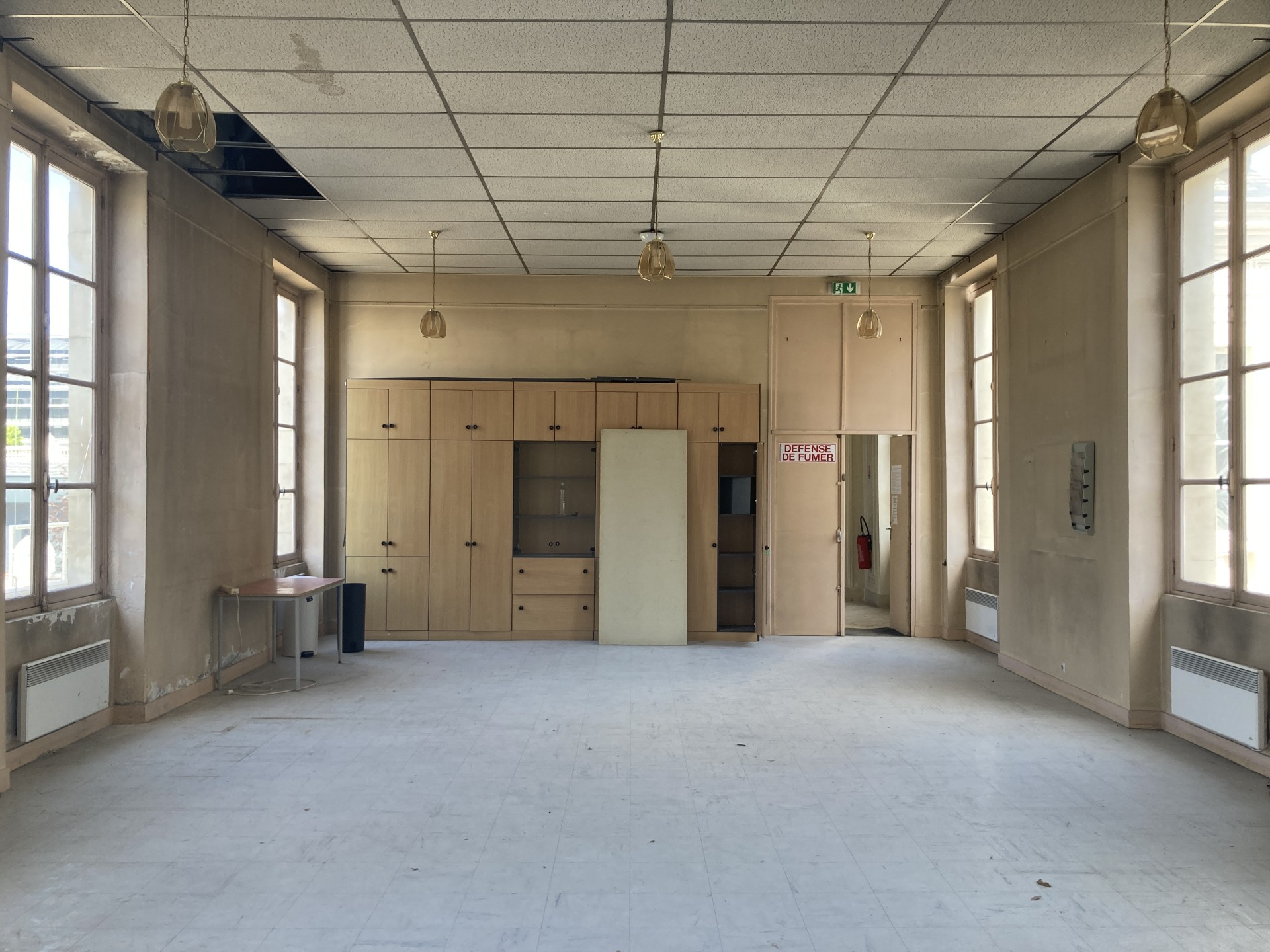 Vue intérieure existante de la grande salle du pavillon Langlois